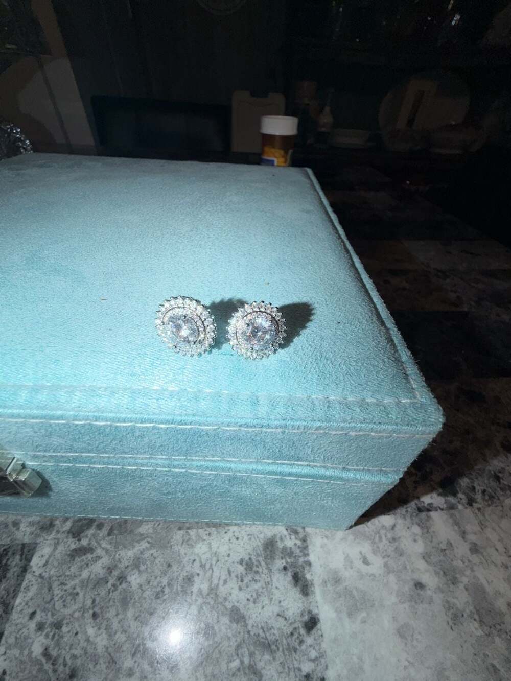 Moissanite Double Halo Stud Earrings with GRA Certification
